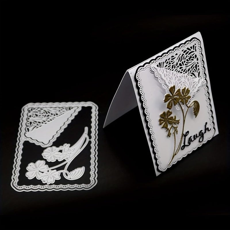 Lapoo 3D Backgrounds Frame Metal Cutting Die for Scrapbooking, New Cutting Dies DIY Album Card Making Decor Paper Craft Metal Die Cuts Party Wedding Decorations (Daisy Lace Frame 5.5 x 3.5 in) - Image 3